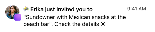 notification with a meetup reminder